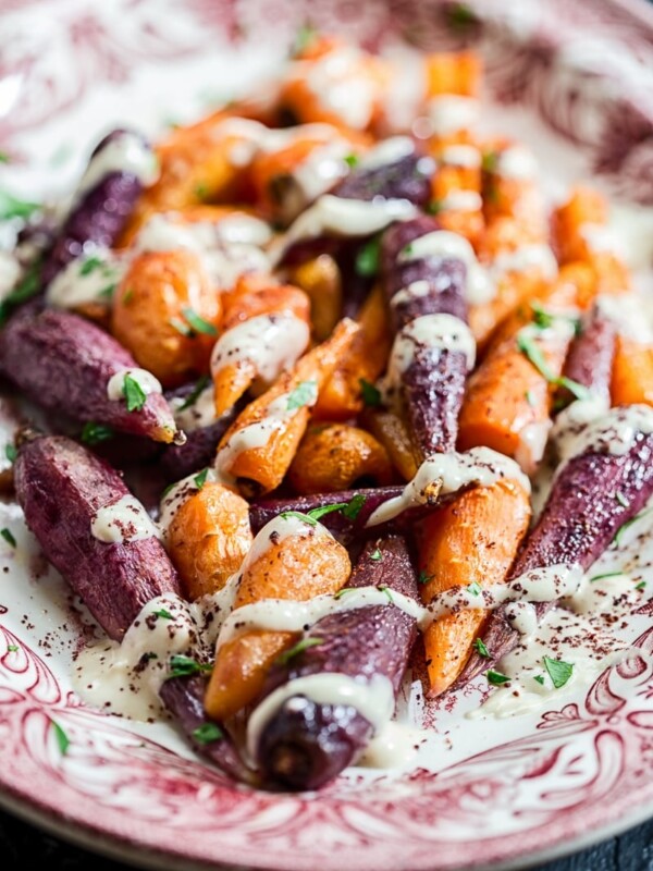colourful plate with roasted carrots