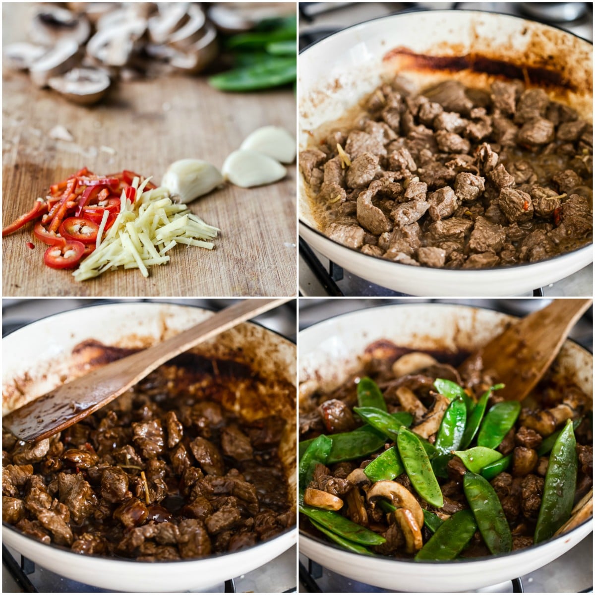 beef stir fry process images