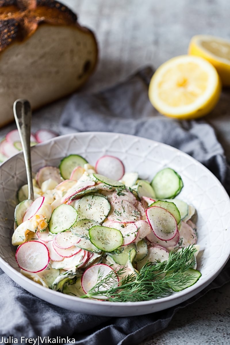 Creamy Dill Cucumber, Radish and Egg Salad