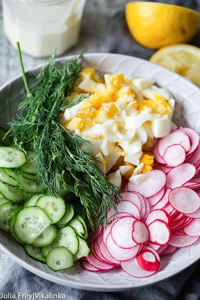 Creamy Dill Cucumber, Radish and Egg Salad - Vikalinka