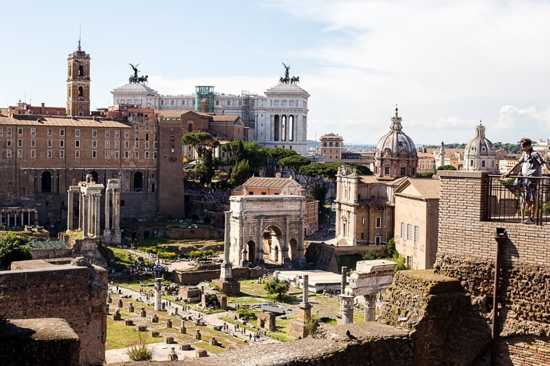 Looking over the Roman Forum, the ancient heart of the city