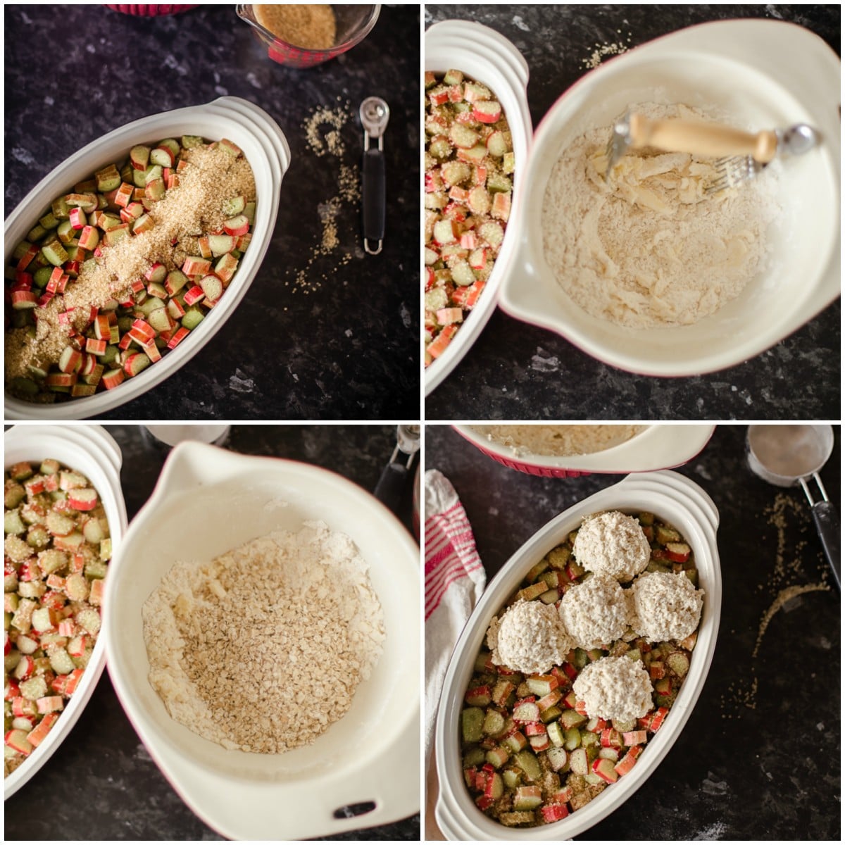 process shots showing assembly in a baking dish