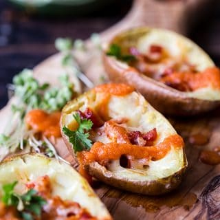 Loaded Potato Skins with Chorizo and Bravas Sauce