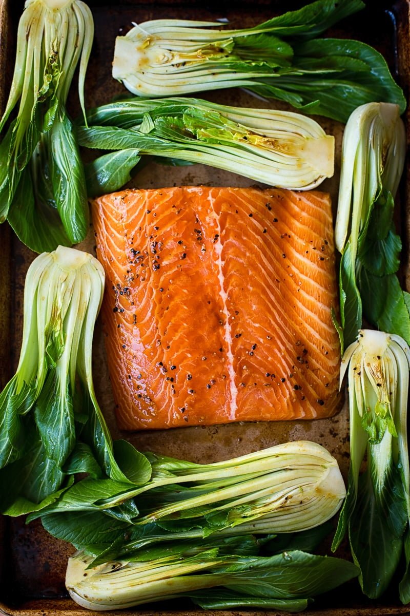 Teriyaki Salmon with Bok Choy One Pan Dinner (VIDEO) - Vikalinka