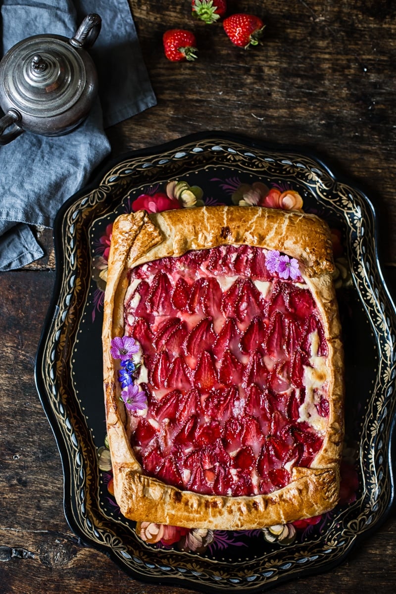 Rustic strawberry and cream cheese galette 