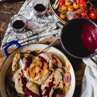 Top down view of the Georgian chicken tabaka on a table