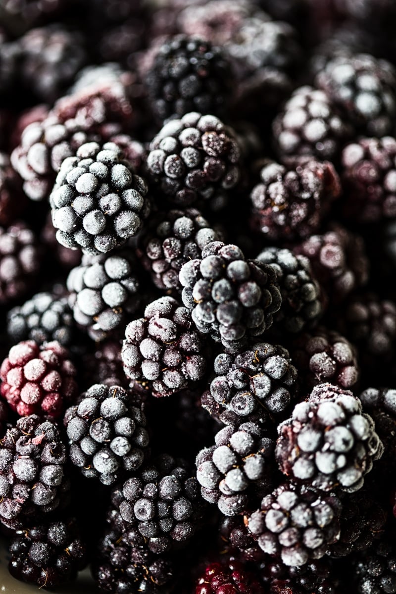 Blackberries with white coating
