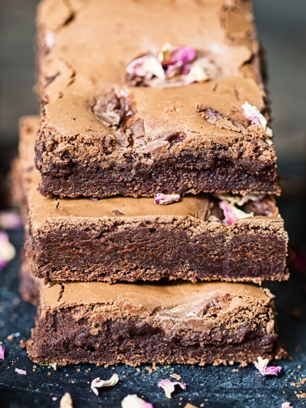 Stack of three brownies