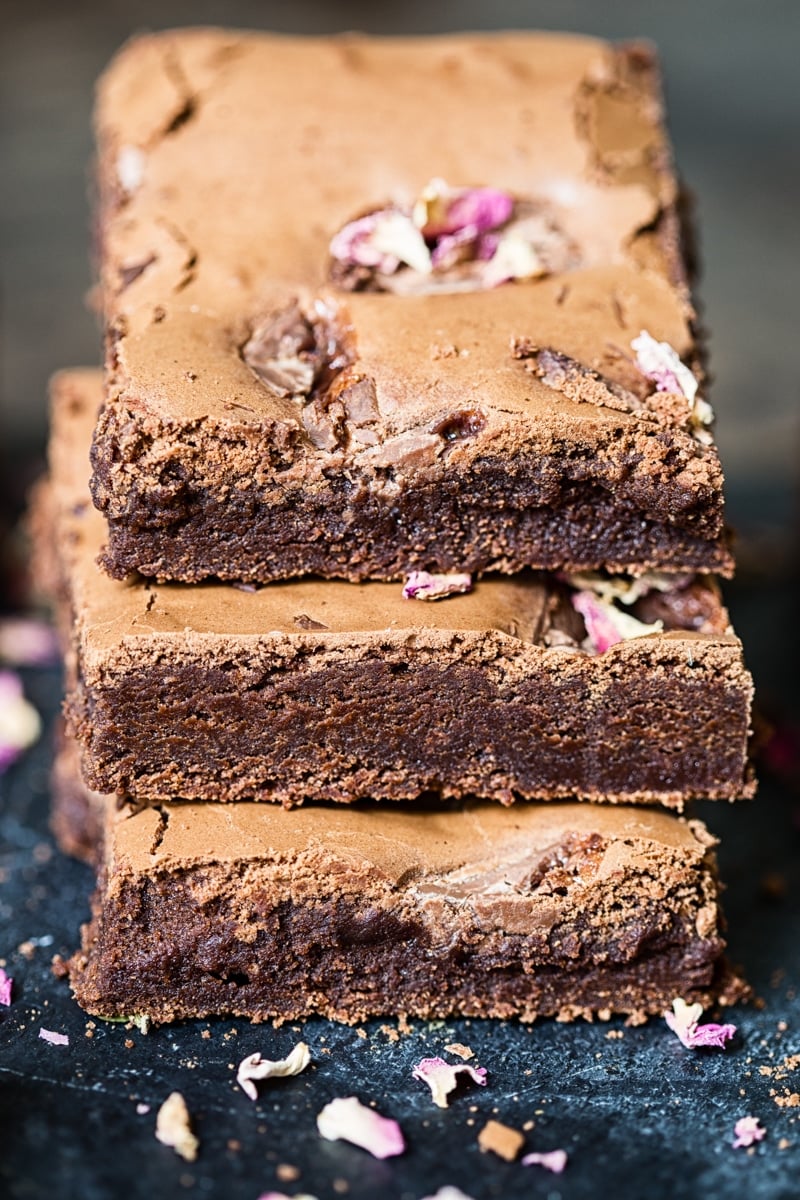 Stack of three brownies