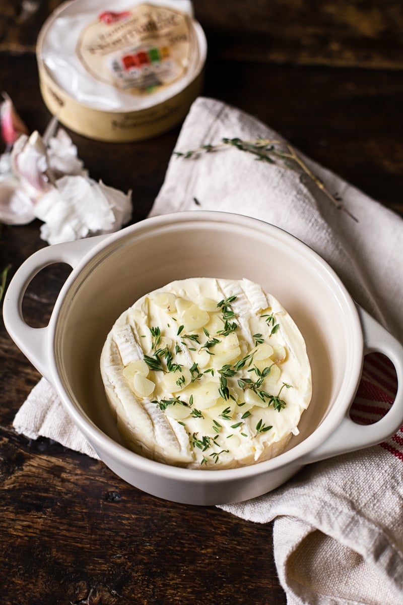 Close up of brie in a small dish