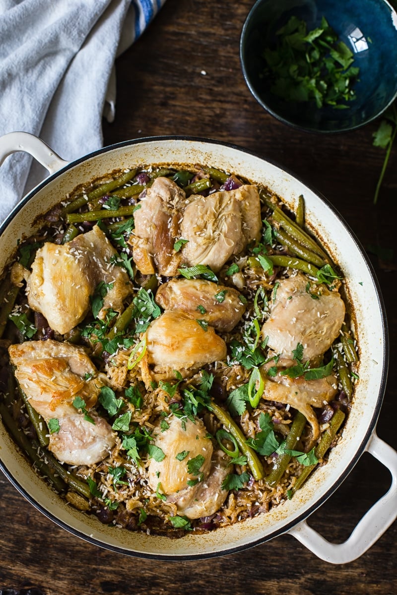Indonesian Coconut Chicken and Rice with Green Beans - Vikalinka