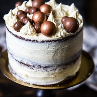 Cake on a stand with decorations