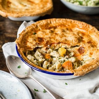 Sage Chicken Pot Pie with slice removed