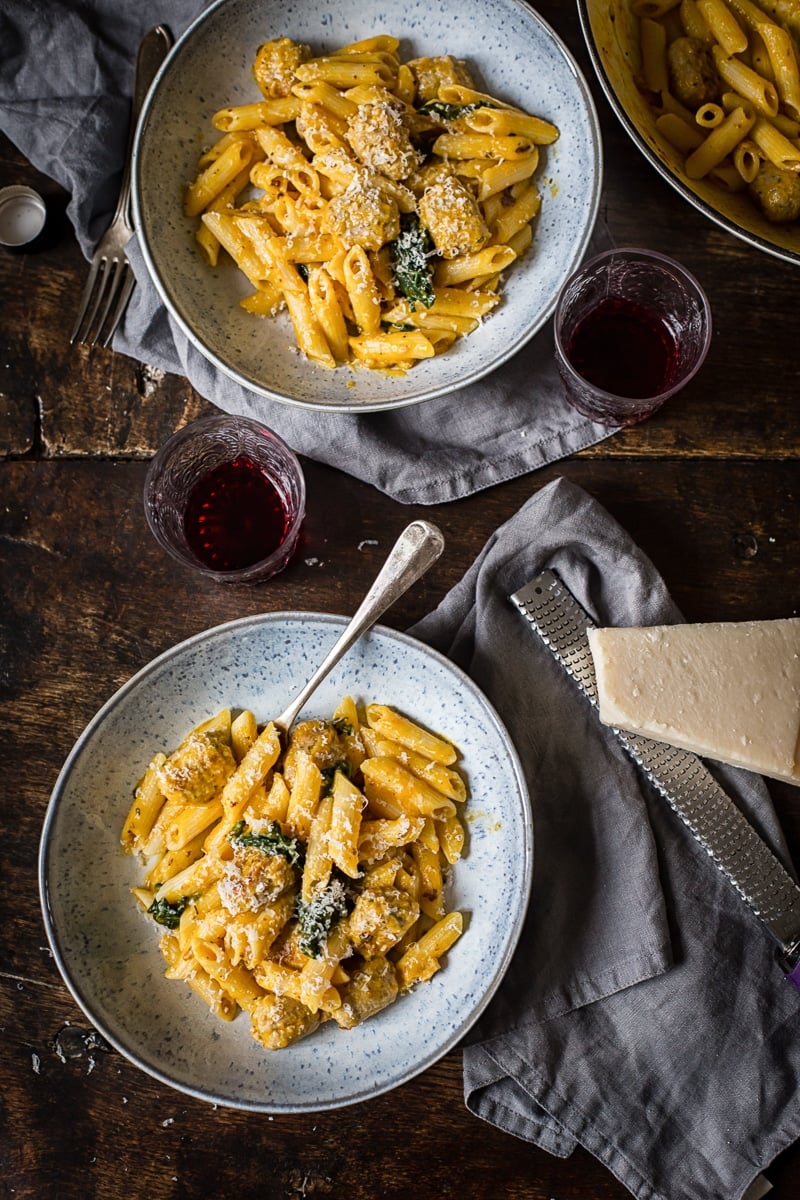 Sausage Meatball and Pumpkin Pasta - Vikalinka