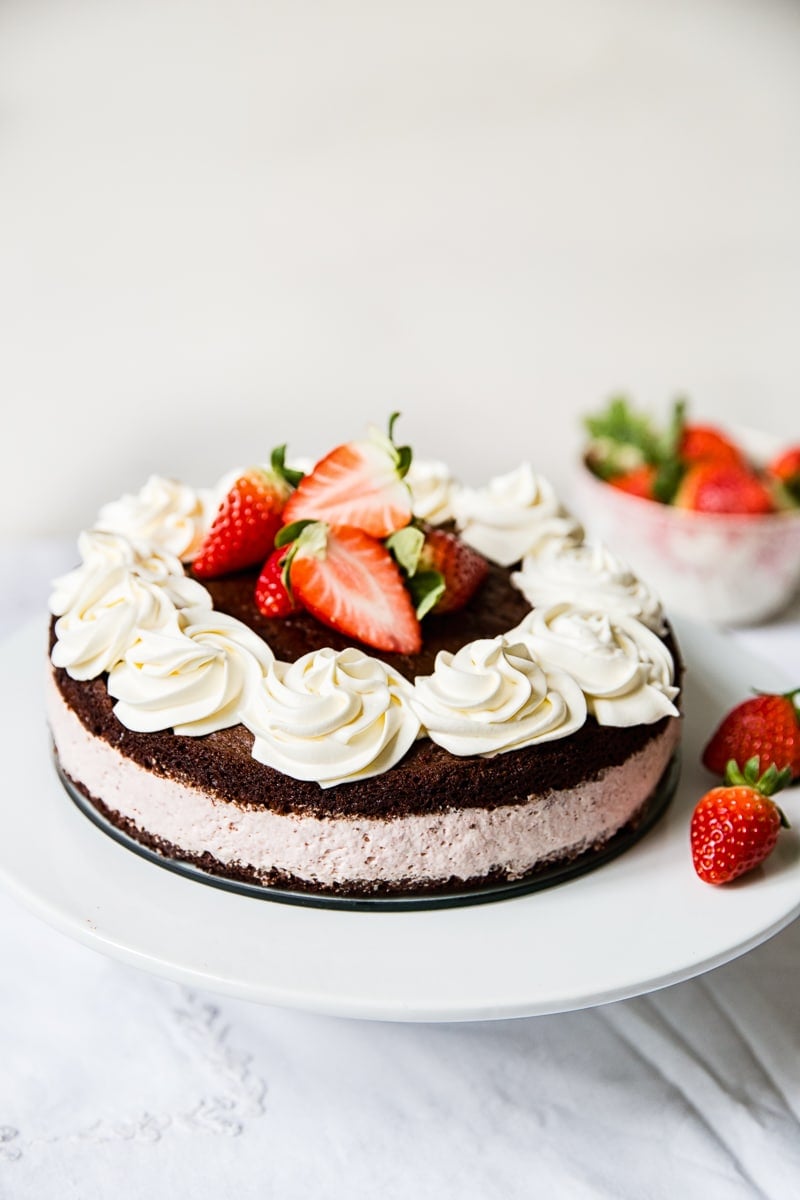 Chocolate Strawberry Mousse Cake - Vikalinka