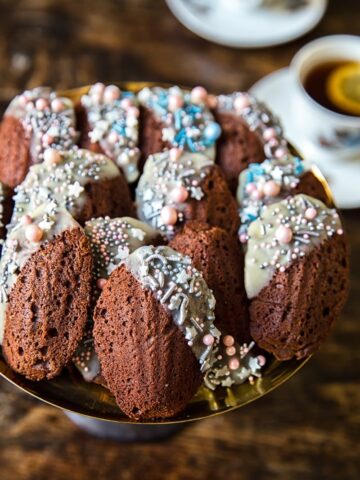 Plate with Chocolate Madeleines