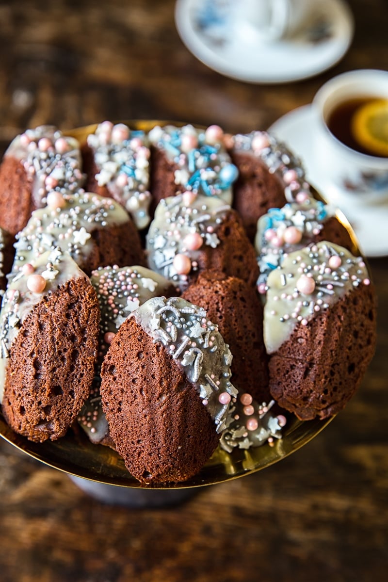 Plate with Chocolate Madeleines