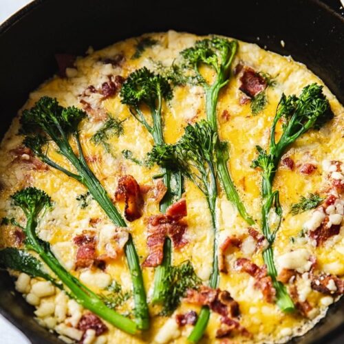 Broccoli Frittata with Aged Cheddar and Bacon Vikalinka