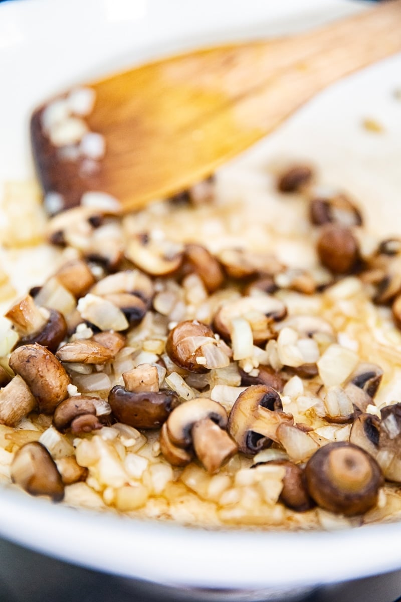 Close up of ingredients in a pan