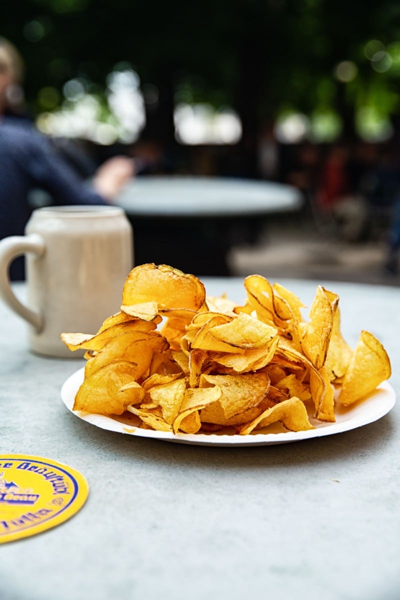 Chips and beer from Augustiner