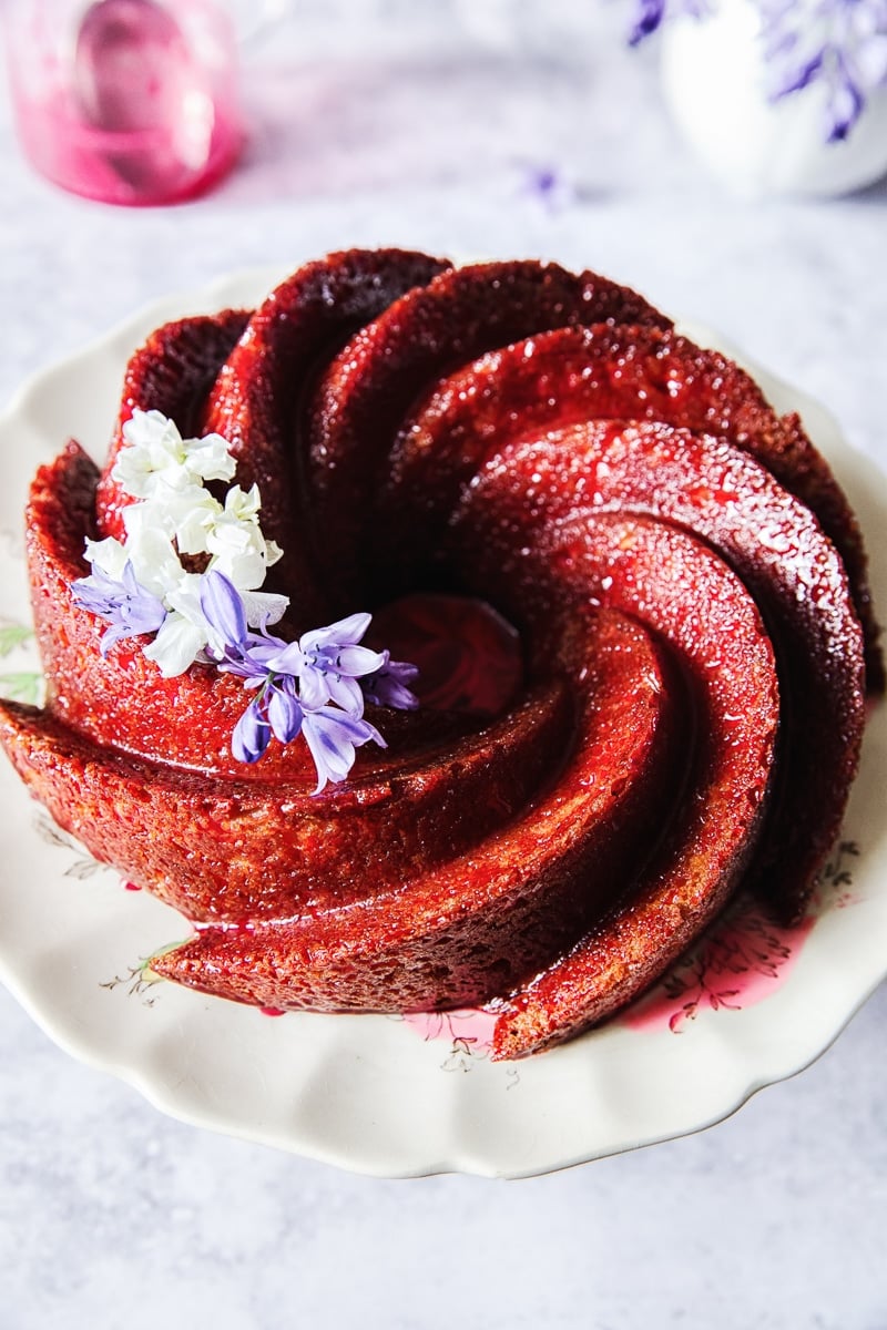 Lemon Ricotta Cake with Blackberry Glaze #lemoncake #bundtcake #blackberryglaze