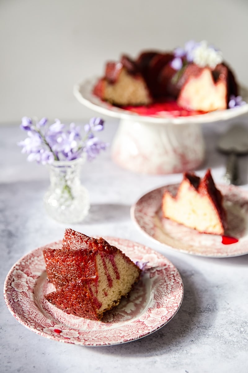 Lemon Ricotta Cake with Blackberry Glaze #lemoncake #bundtcake #blackberryglaze