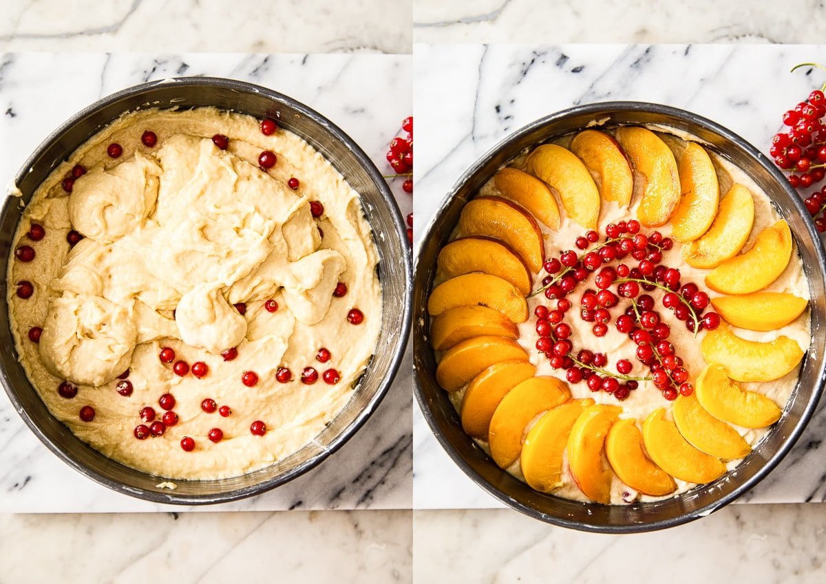 process shots showing how to assemble in baking pan