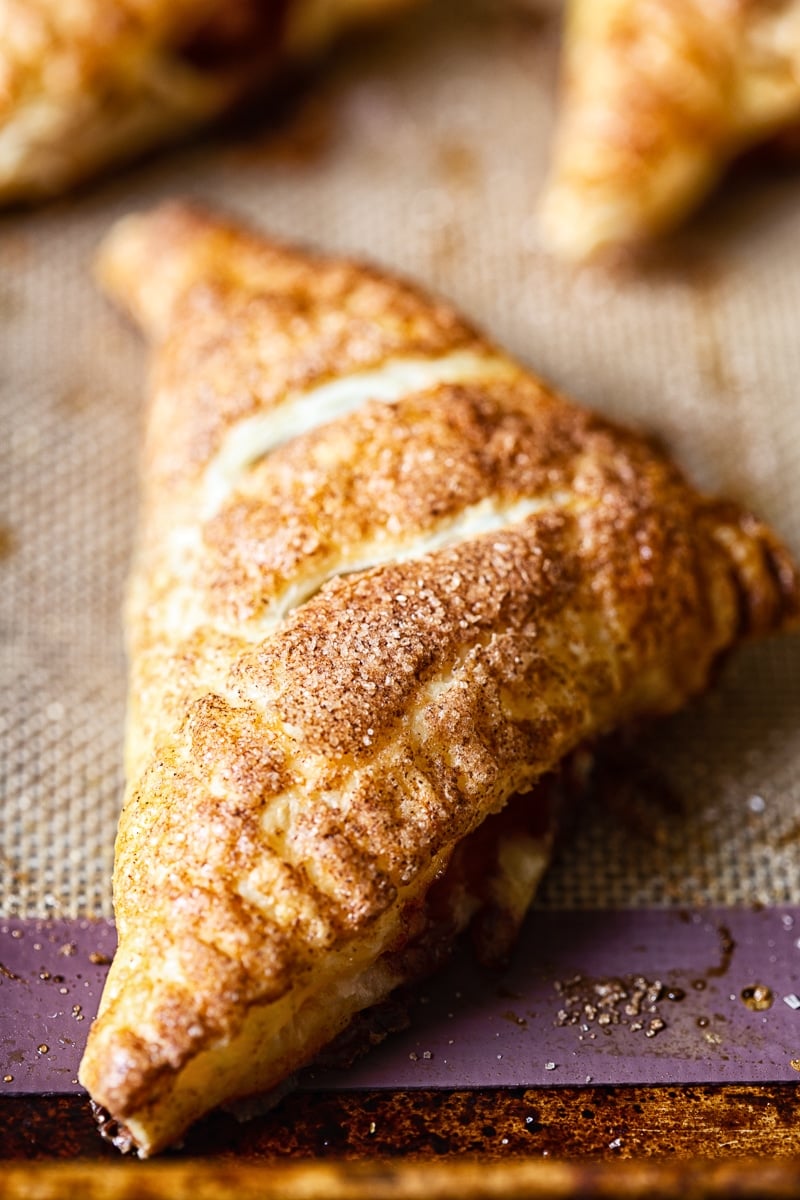 close up of an apple turnover