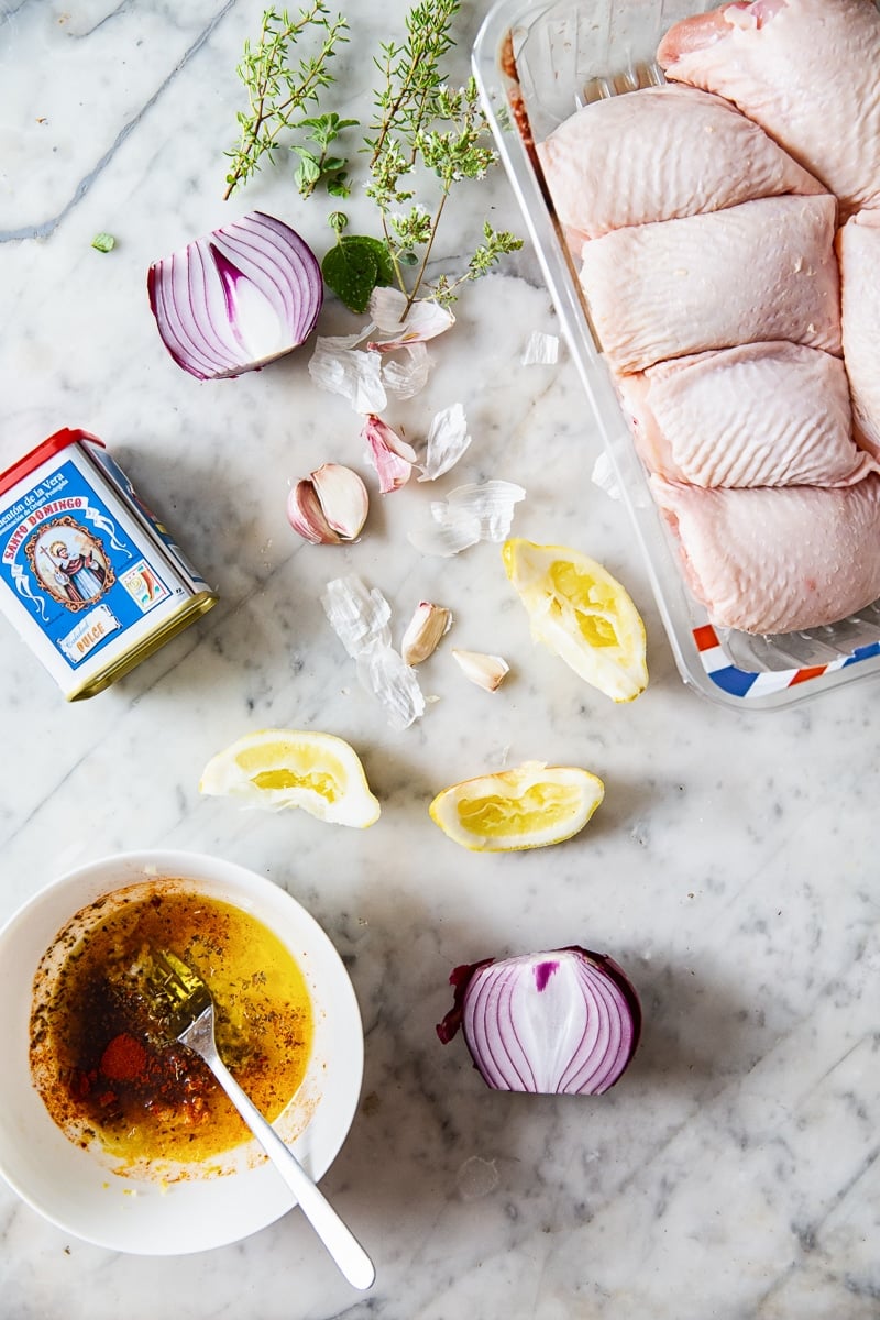 Overhead view of the recipe ingredients