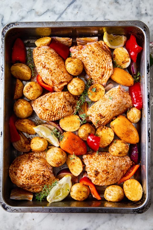 Spanish Style Baked Chicken Thighs with Potatoes - Vikalinka