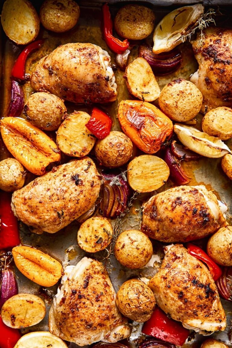 Spanish Style Baked Chicken Thighs with Potatoes - Vikalinka