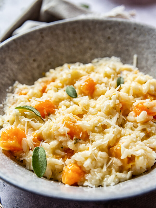 Close up of Butternut Squash Risotto in a bowl