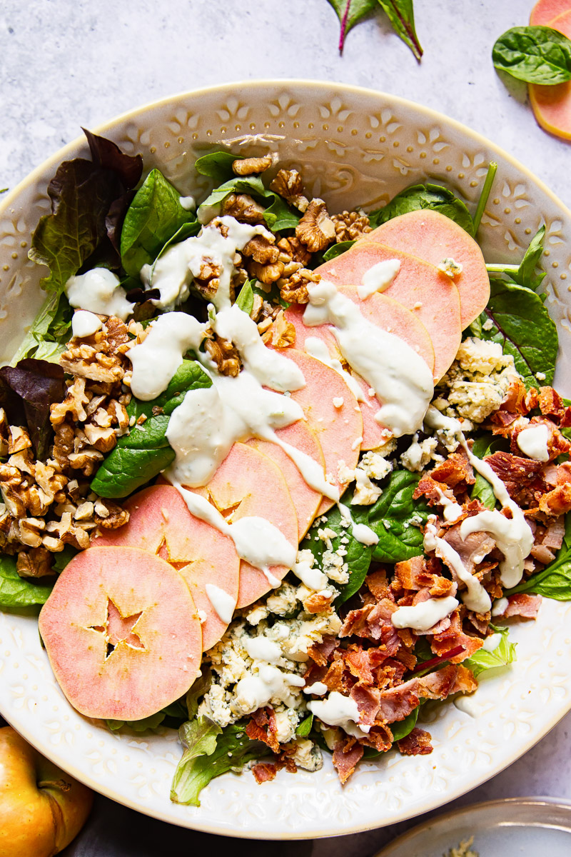 Apple Salad with Bacon, Walnuts and Blue Cheese