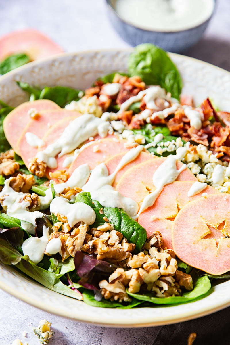 Apple Salad with Bacon, Walnuts and Blue Cheese