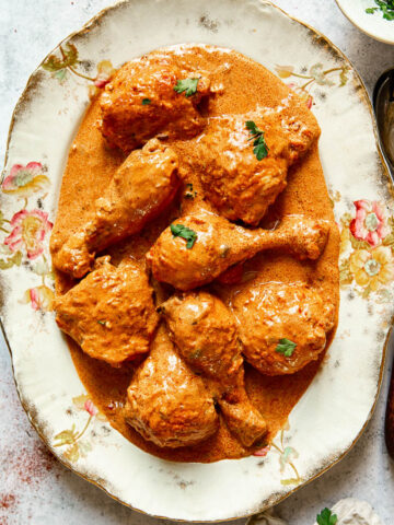 Chicken Paprikash on a serving platter