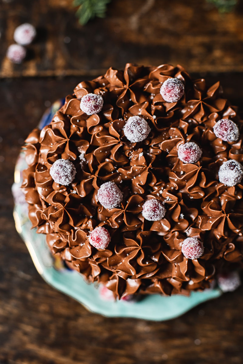 Christmas Chocolate Cake With Cranberries Vikalinka