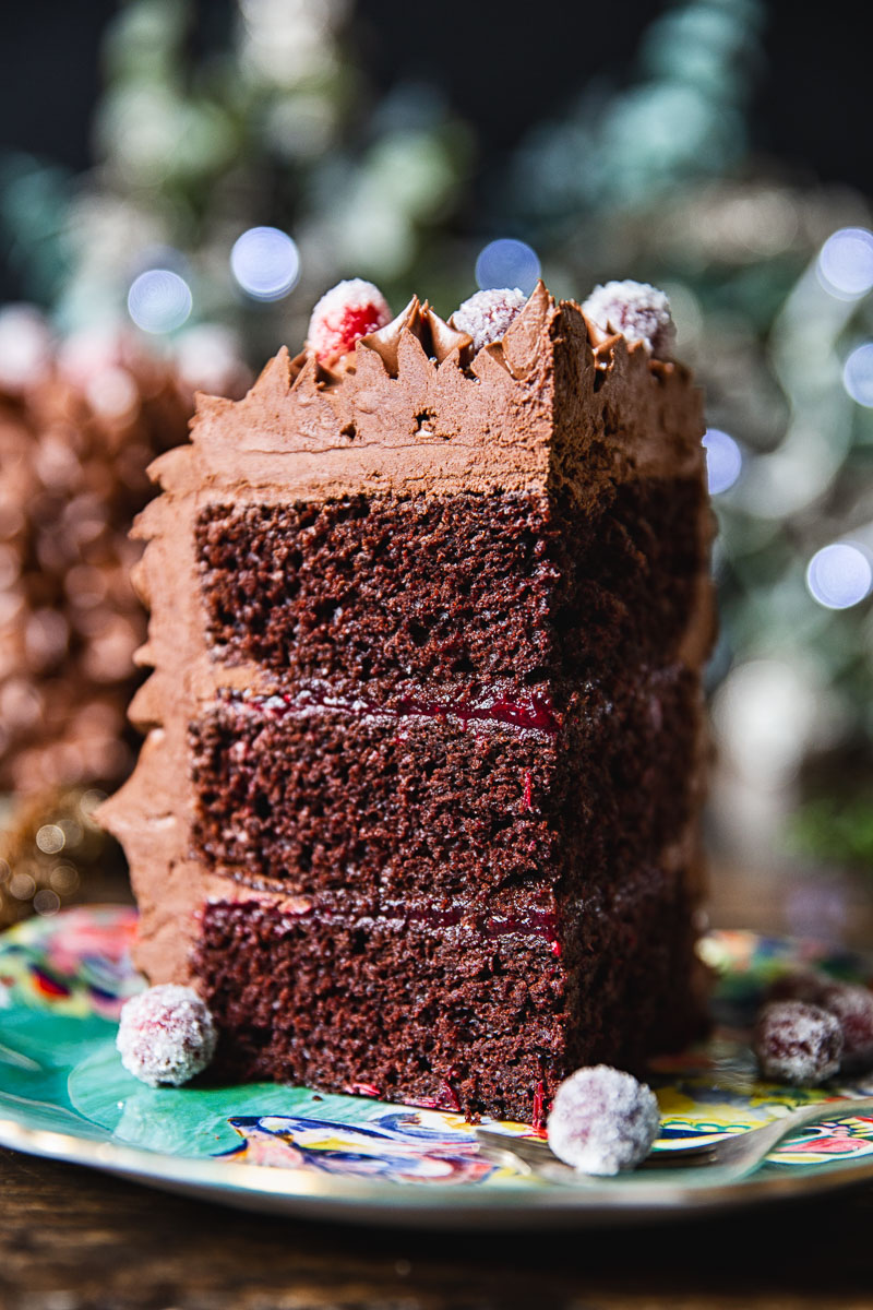 Christmas Chocolate Cake with Cranberries - Vikalinka