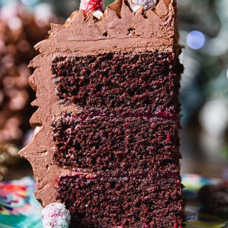 Christmas Chocolate Cake with Cranberries