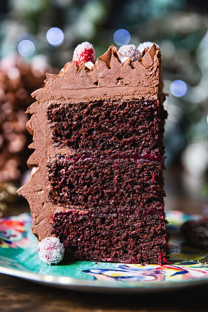 Christmas Chocolate Cake with Cranberries - Vikalinka