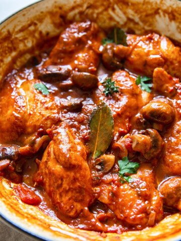 Chicken Chasseur in a pan