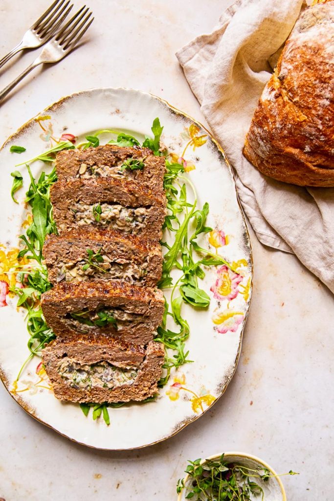 Creamy Mushroom Stuffed Meatloaf - Vikalinka
