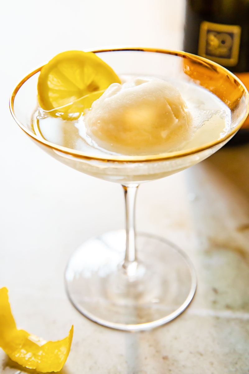 Lemon Prosecco Float in a cocktail glass