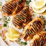 marinated and grilled chicken breasts