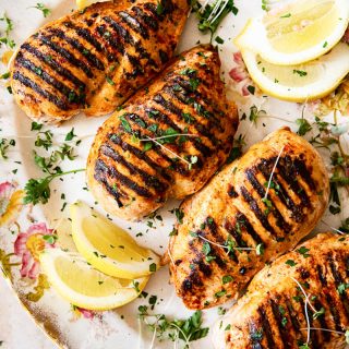 marinated and grilled chicken breasts