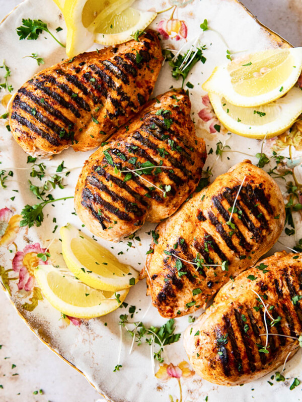 marinated and grilled chicken breasts