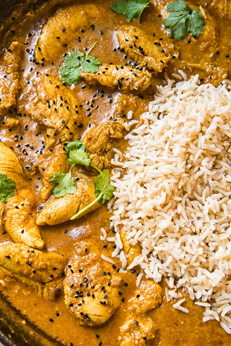 Chicken Korma with a side of brown basmati rice