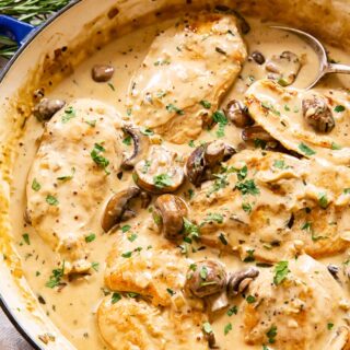 Chicken breasts in mushroom sauce