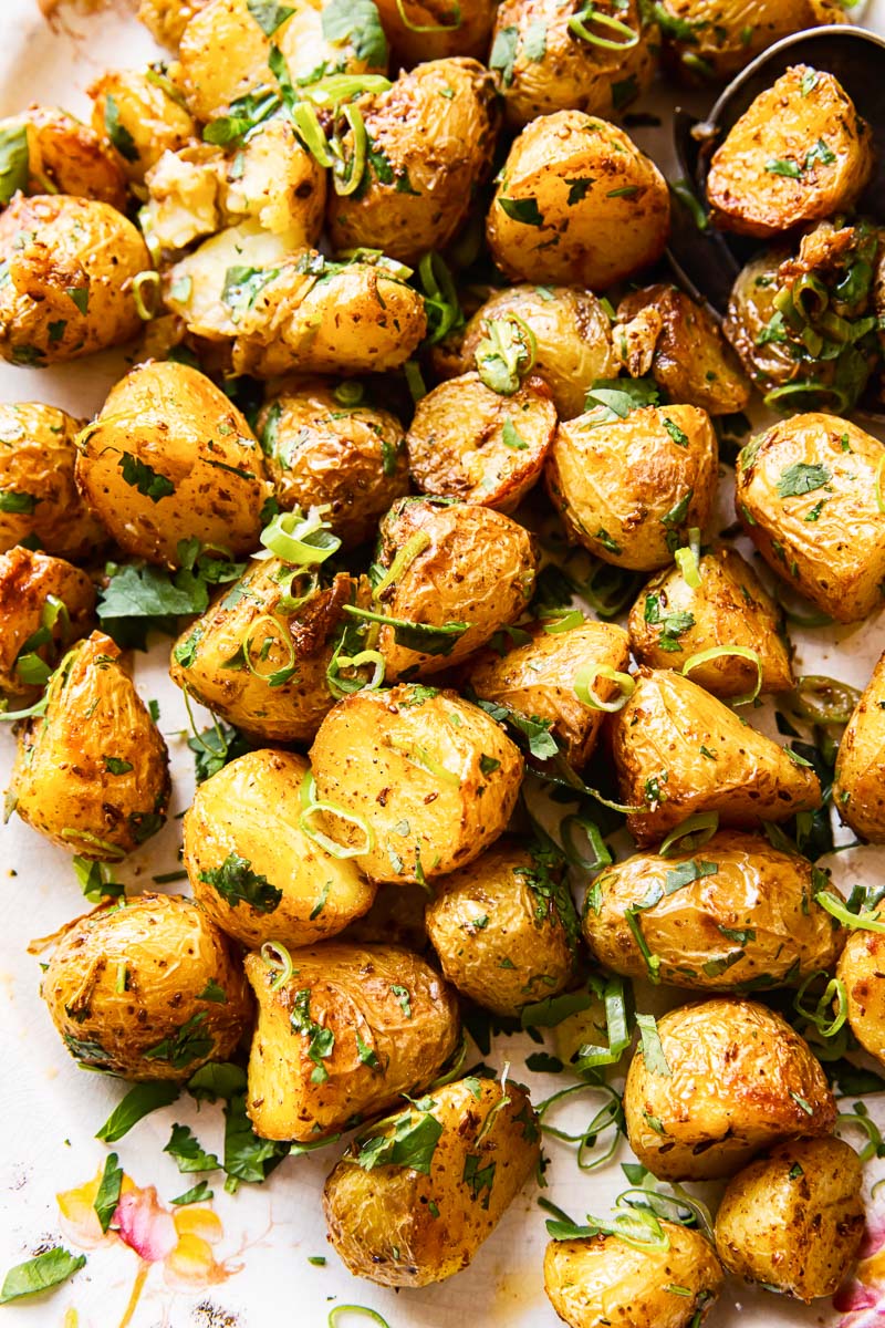 roast baby potatoes closeup