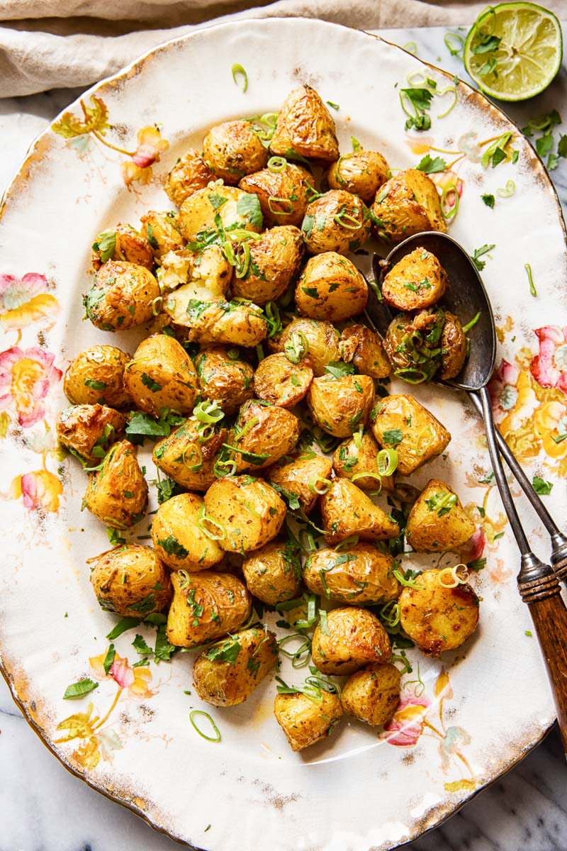 Spiced Roasted Baby Potatoes (Aloo Chat) - Vikalinka