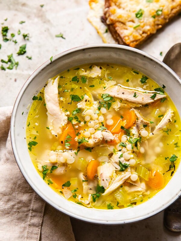Turkey Soup in grey bowl